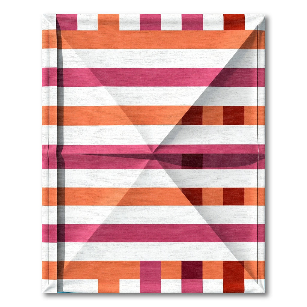 Crimson Orange White Stripe Accordion Rug