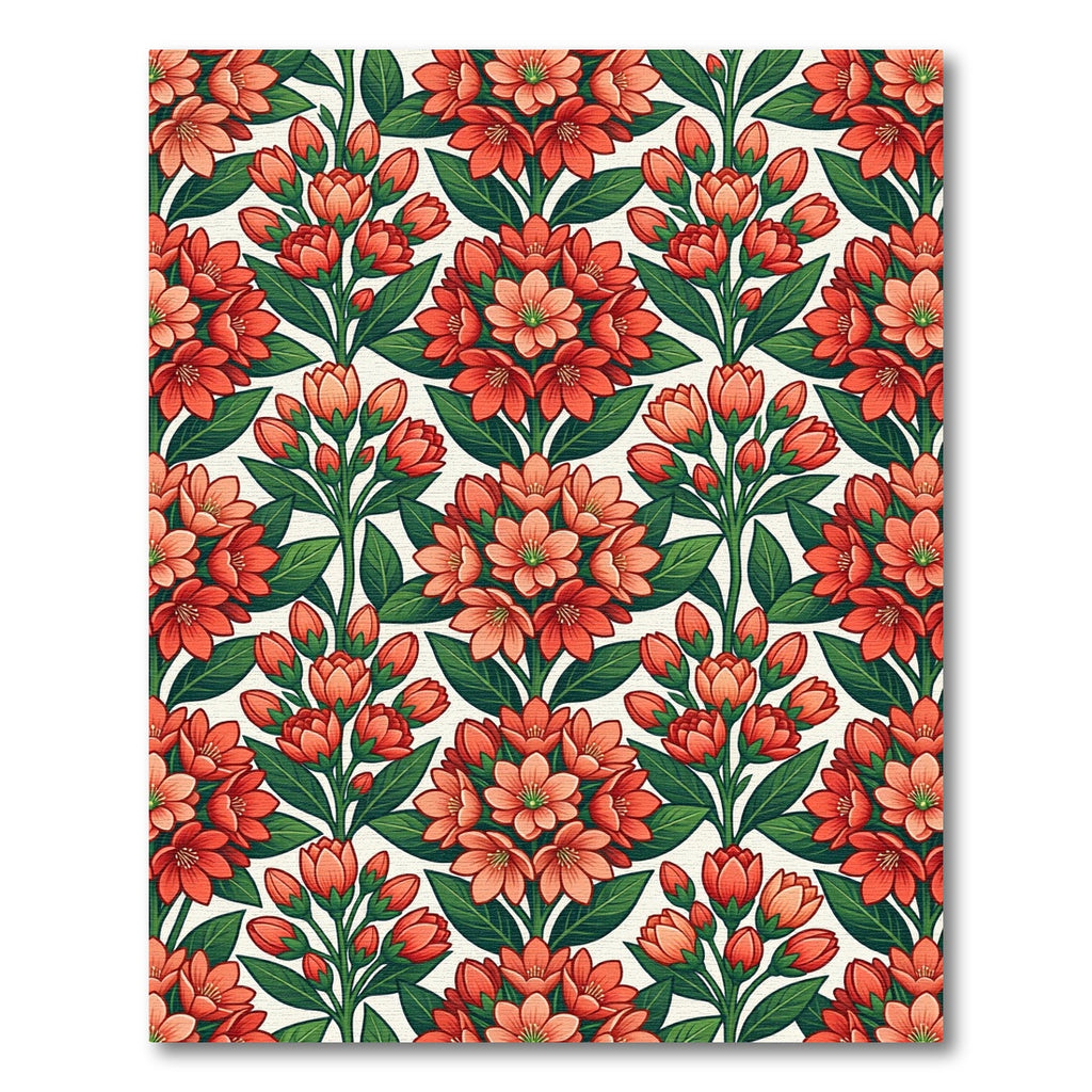 Vibrant Coral Floral Vine Rug