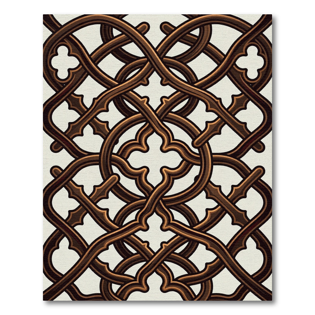 Gothic Bronze Architectural Interlocking Lattice Rug