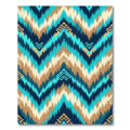 Teal Blue Chevron Earthy Ikat Rug