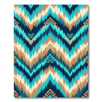 Teal Blue Chevron Earthy Ikat Rug