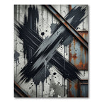 Abstract Black Ink Industrial Grunge Cross Rug