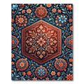Hexagonal Crimson Floral Medallion Rug