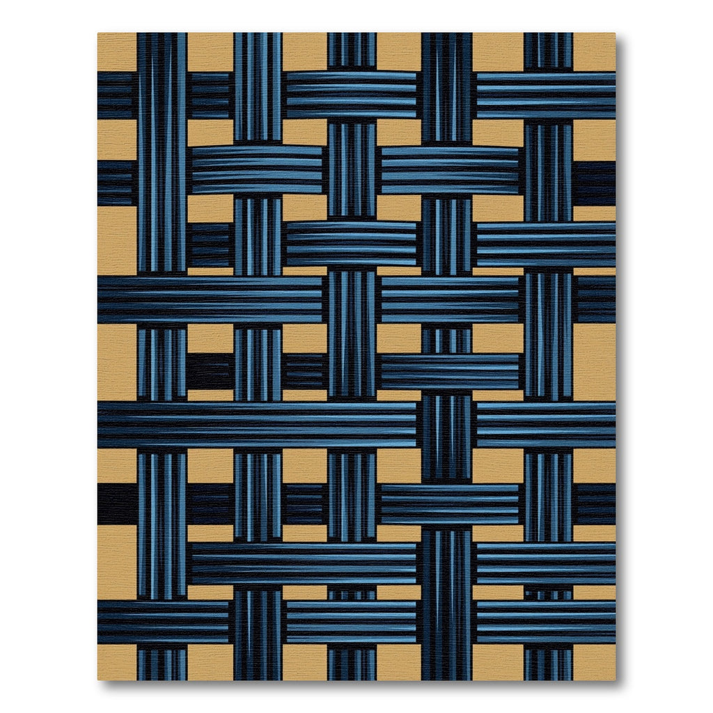 Contemporary Indigo Navy Interlocking Woven Grid Rug