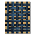 Contemporary Indigo Navy Interlocking Woven Grid Rug