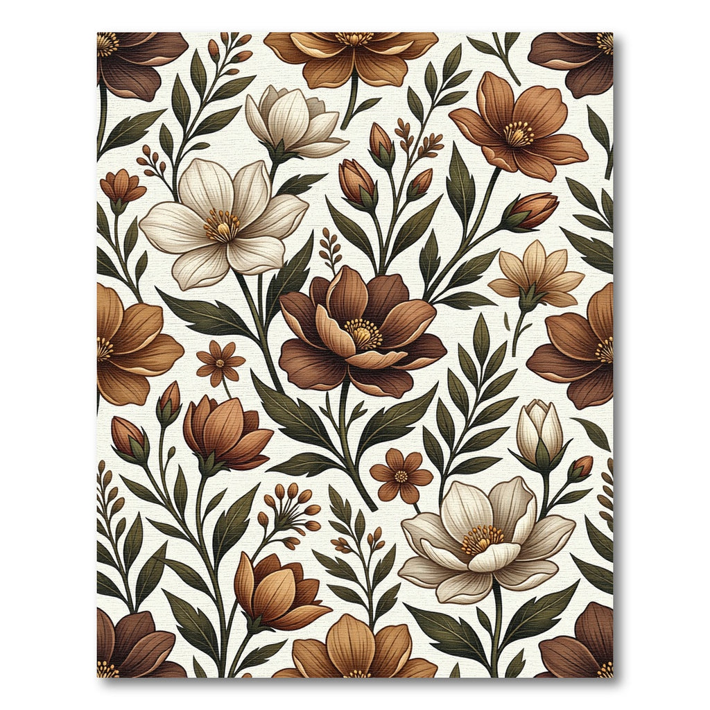 Rich Bronze Floral Botanical Arrangement Rug