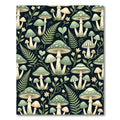 Whimsical Sage Mushroom Forest Fern Rug