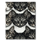 Monochromatic Feline Face Collage Rug