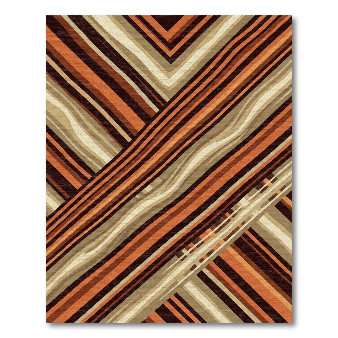Abstract Earthy Tone Diagonal Stripe Rug