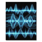 Electric Blue Neon Sound Wave Abstract Rug
