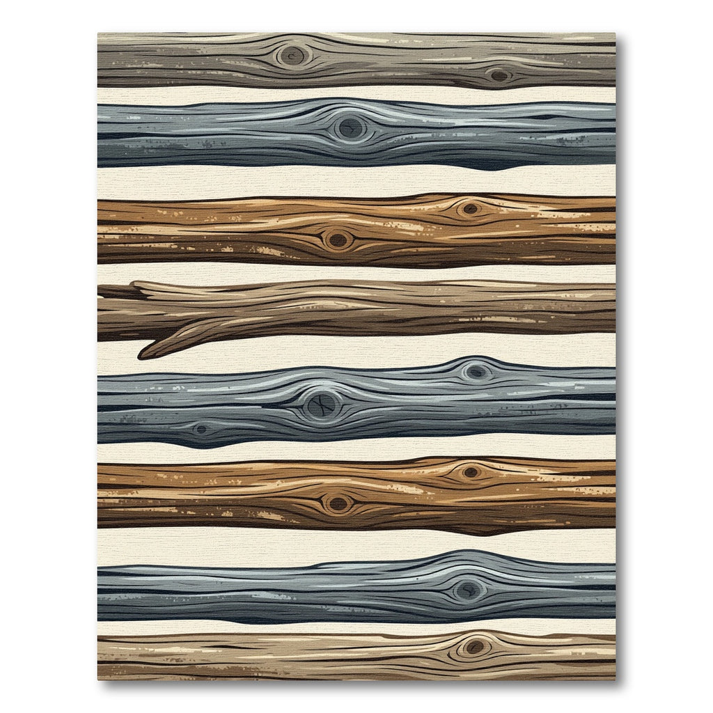 Rustic Earthy Gray Wood Plank Stripe Rug