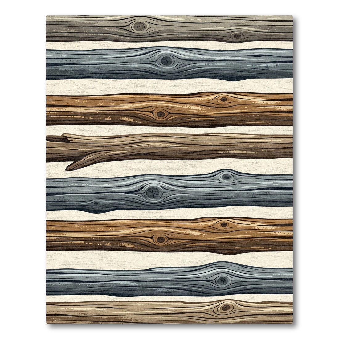Rustic Earthy Gray Wood Plank Stripe Rug