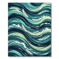 Teal Ocean Waves Feather Swirl Rug