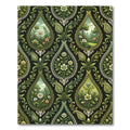 Emerald Green Floral Landscape Medallions Rug