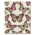 Blush Pink Butterfly and Rose Garden Rug