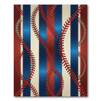 Stitched Baseball Ribbon Stripes Red Blue Rug