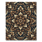 Elegant Gold Damask Floral Medallion Rug