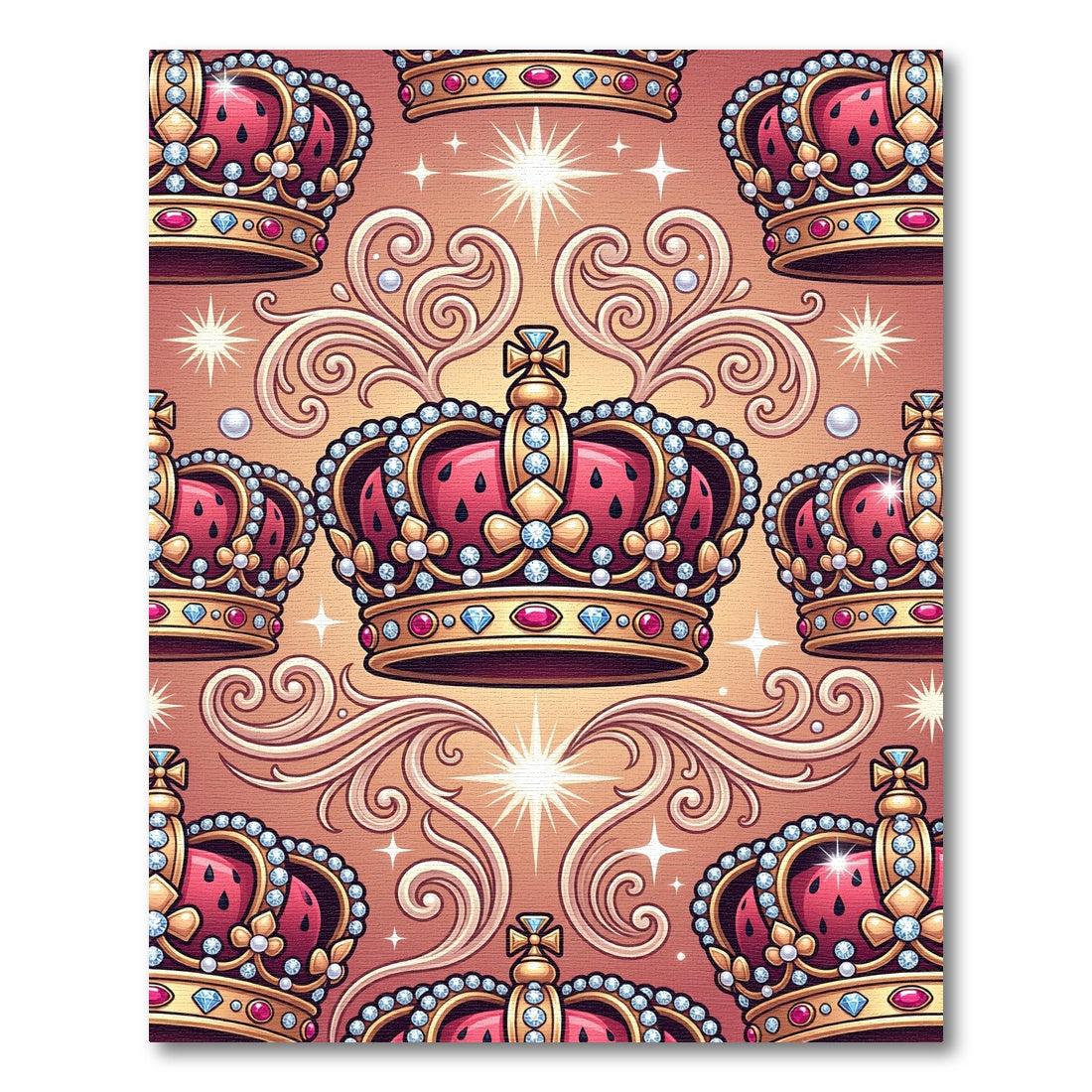Regal Crown Jewel Ornate Background Rug