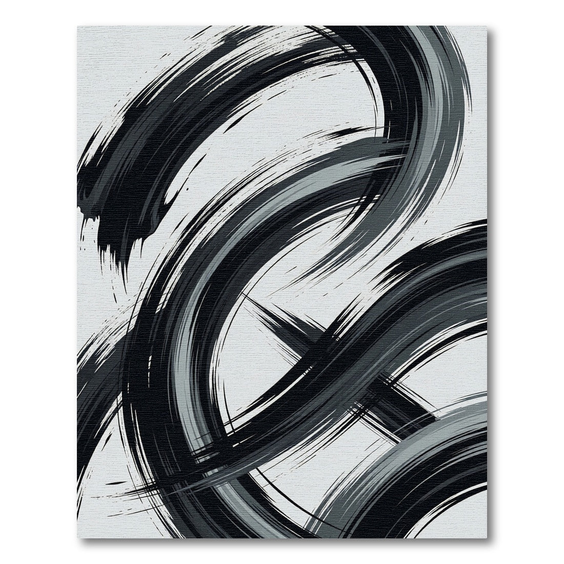 Monochromatic Abstract Swirl Brushstroke Rug
