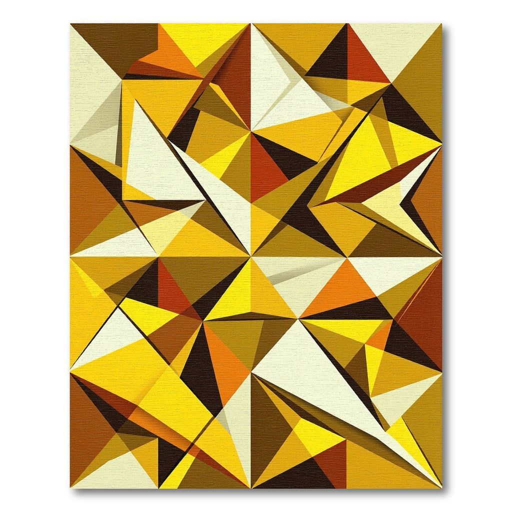 Golden Geometric Abstract Triangle Mosaic Rug