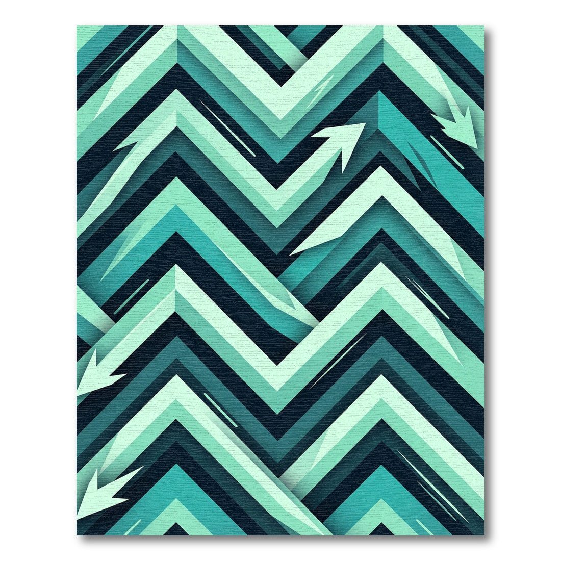 Modern Teal Abstract Zigzag Arrow Rug