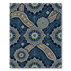 Intricate Navy Gold Starry Medallion Rug