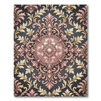 Ornate Rose Gold Scrollwork Damask Rug