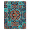 Teal Orange Tile Medallion Garland Rug