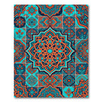 Teal Orange Tile Medallion Garland Rug