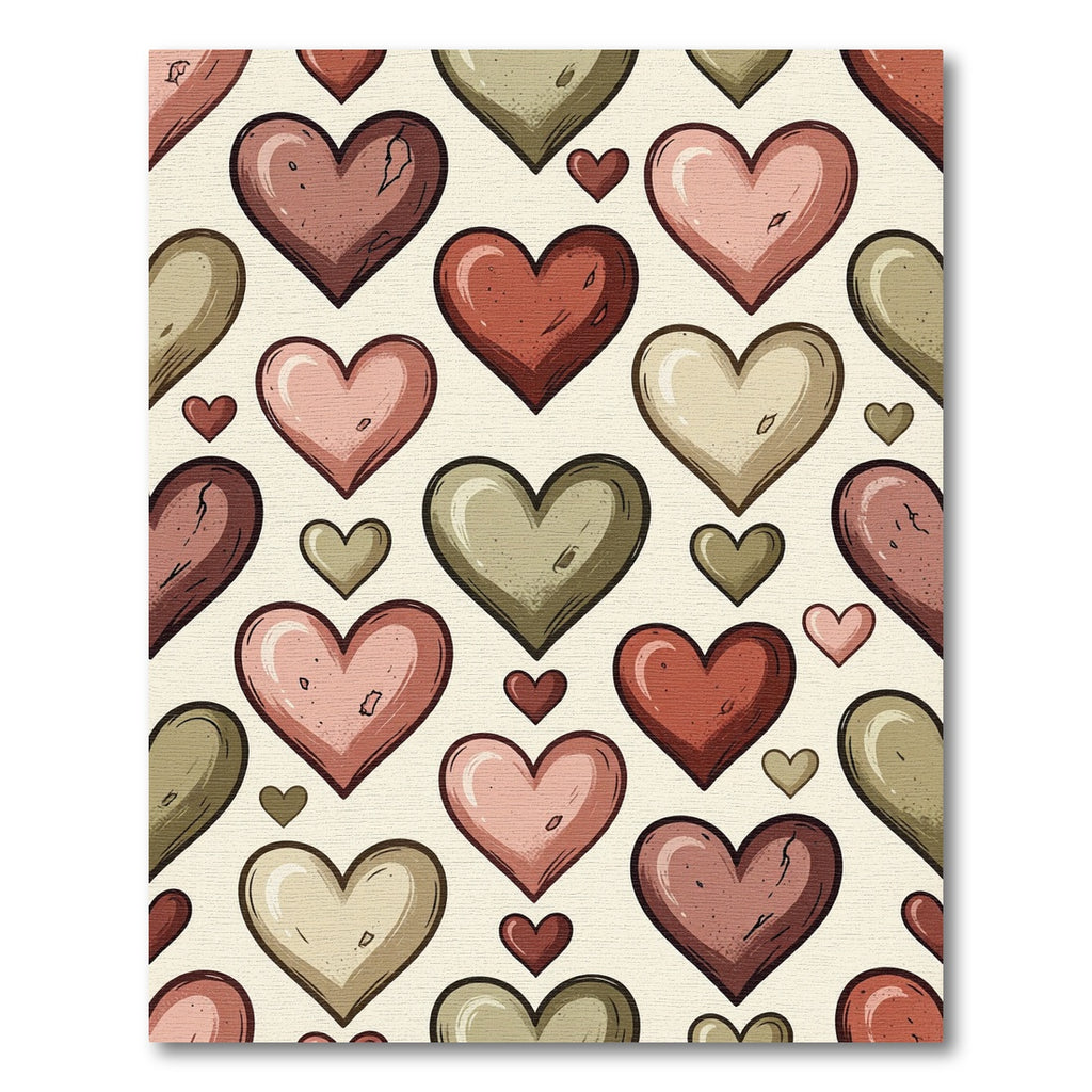 Rustic Earthy Heart Medley Illustration Rug