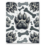 Monochrome Paw and Bone Animal Art Rug