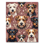 Whimsical Terrier Dog Floral Earthy Tapestry Rug