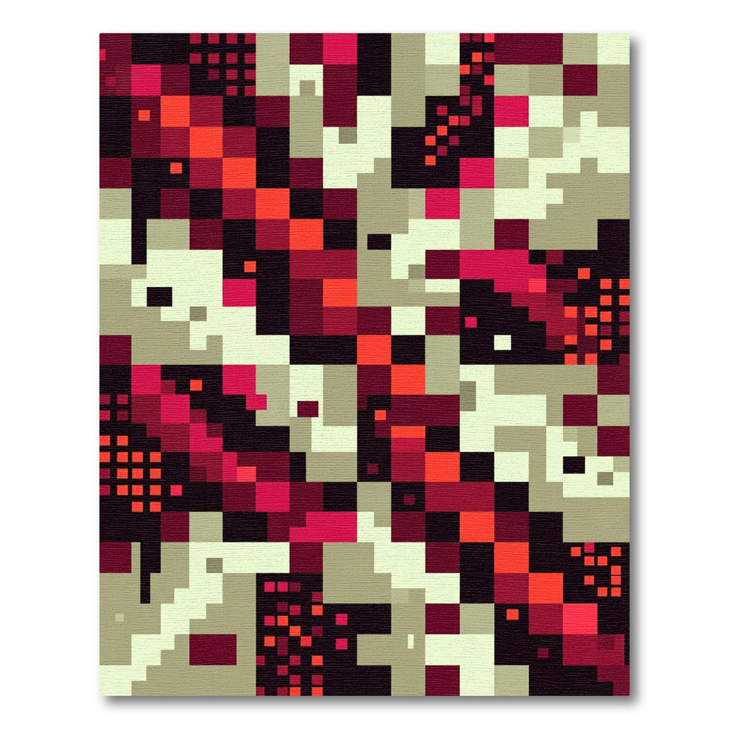 Pixelated Red Crimson Geometric Abstract Rug