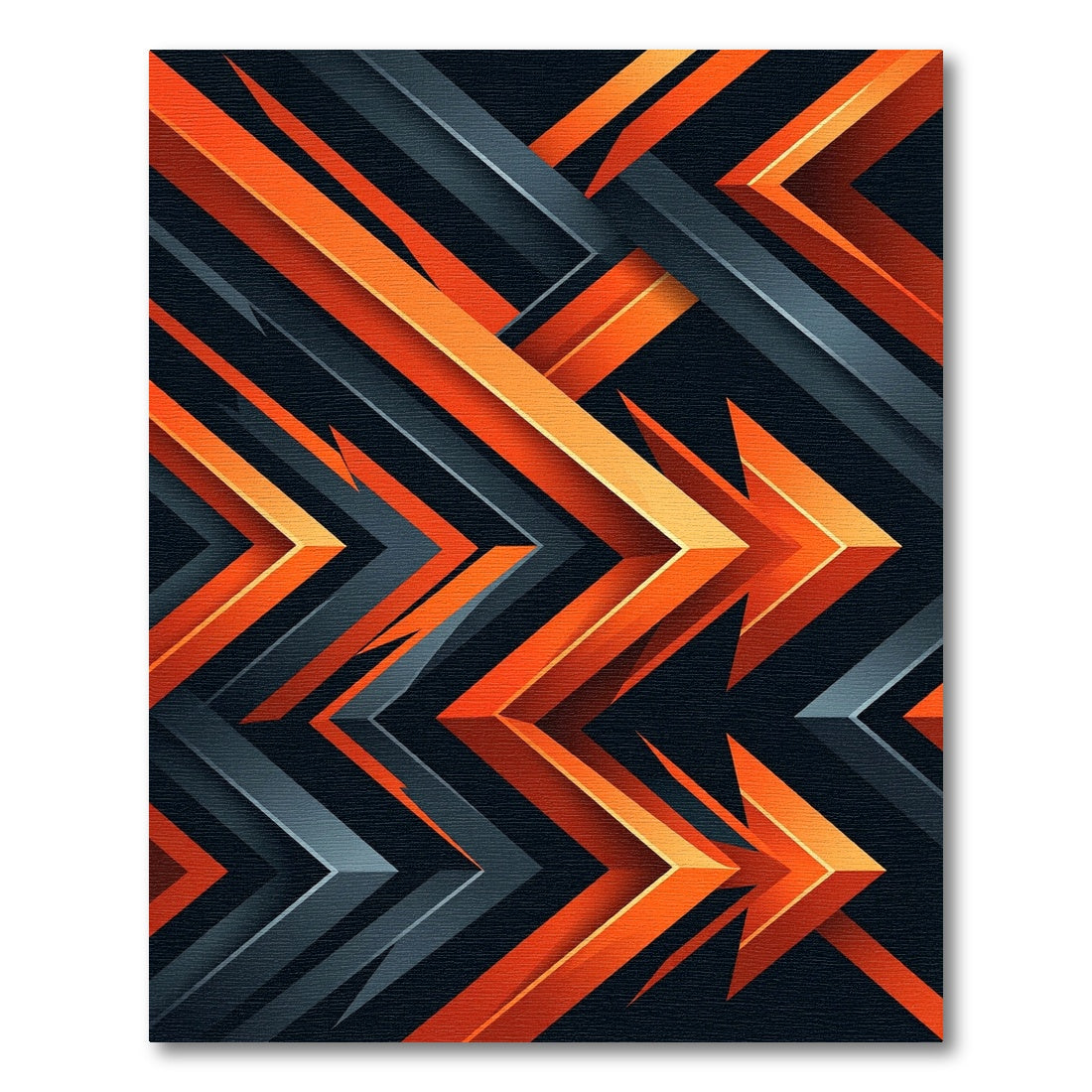 Bold Orange Charcoal Angular Geometric Chevron Rug