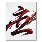 Dynamic Crimson Abstract Brushstroke Art Rug