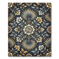 Elegant Gold and Charcoal Botanical Medallion Rug