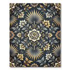 Elegant Gold and Charcoal Botanical Medallion Rug