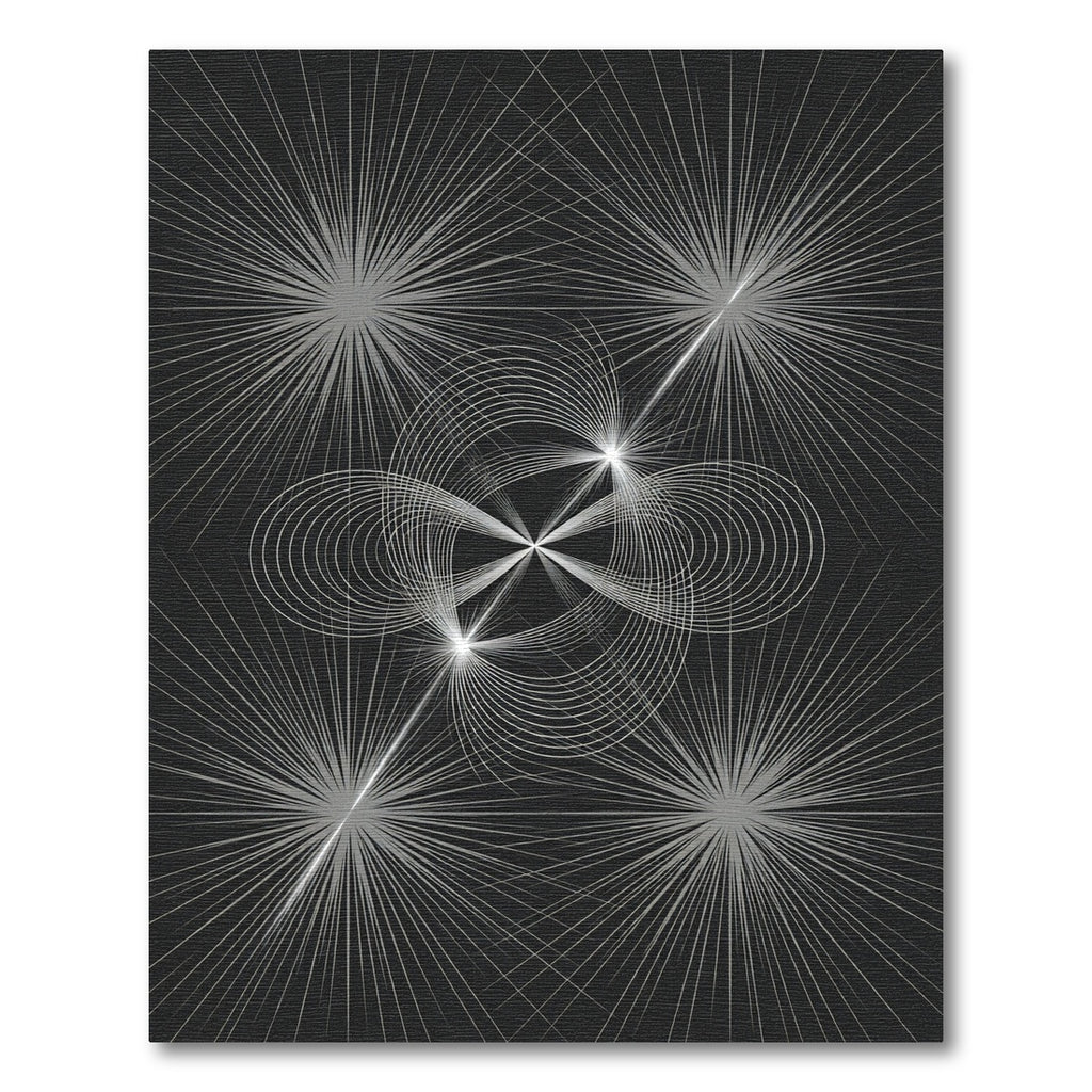 Silver Starburst Swirl Abstract Rug