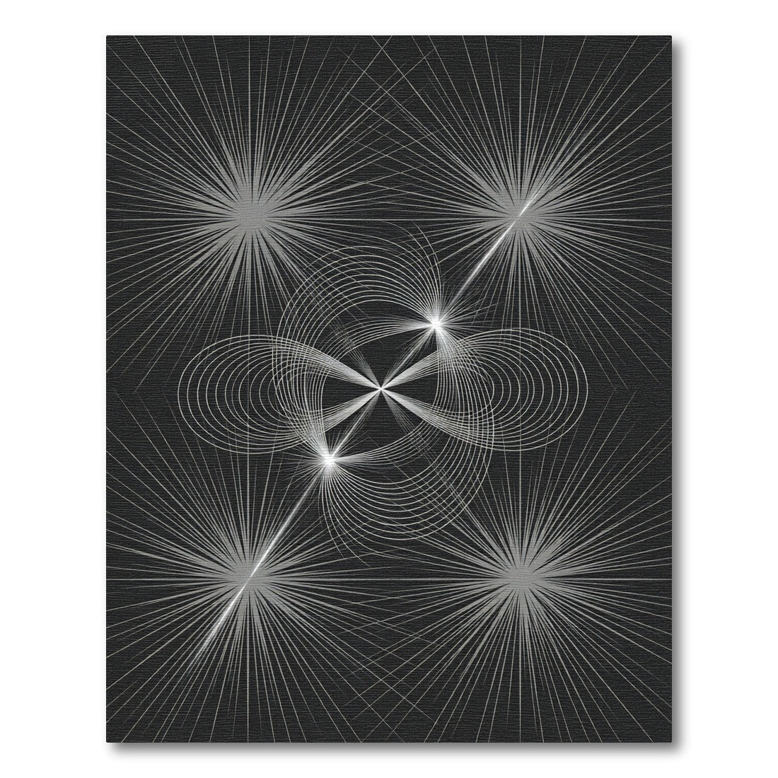 Silver Starburst Swirl Abstract Rug