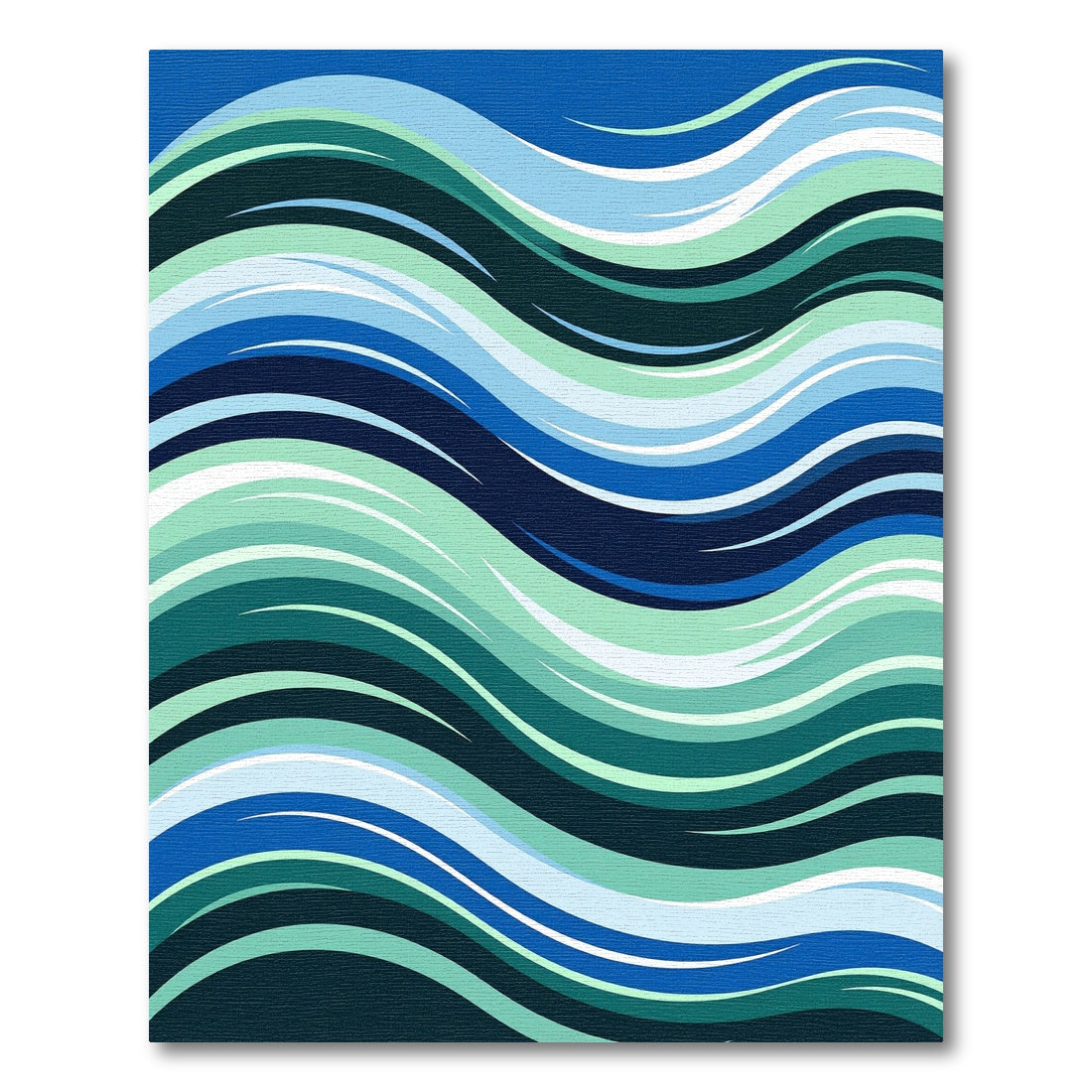 Abstract Ocean Blue Wavy Stripe Rug