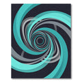 Modern Teal and Gray Swirling Vortex Rug