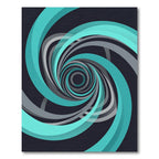 Modern Teal and Gray Swirling Vortex Rug