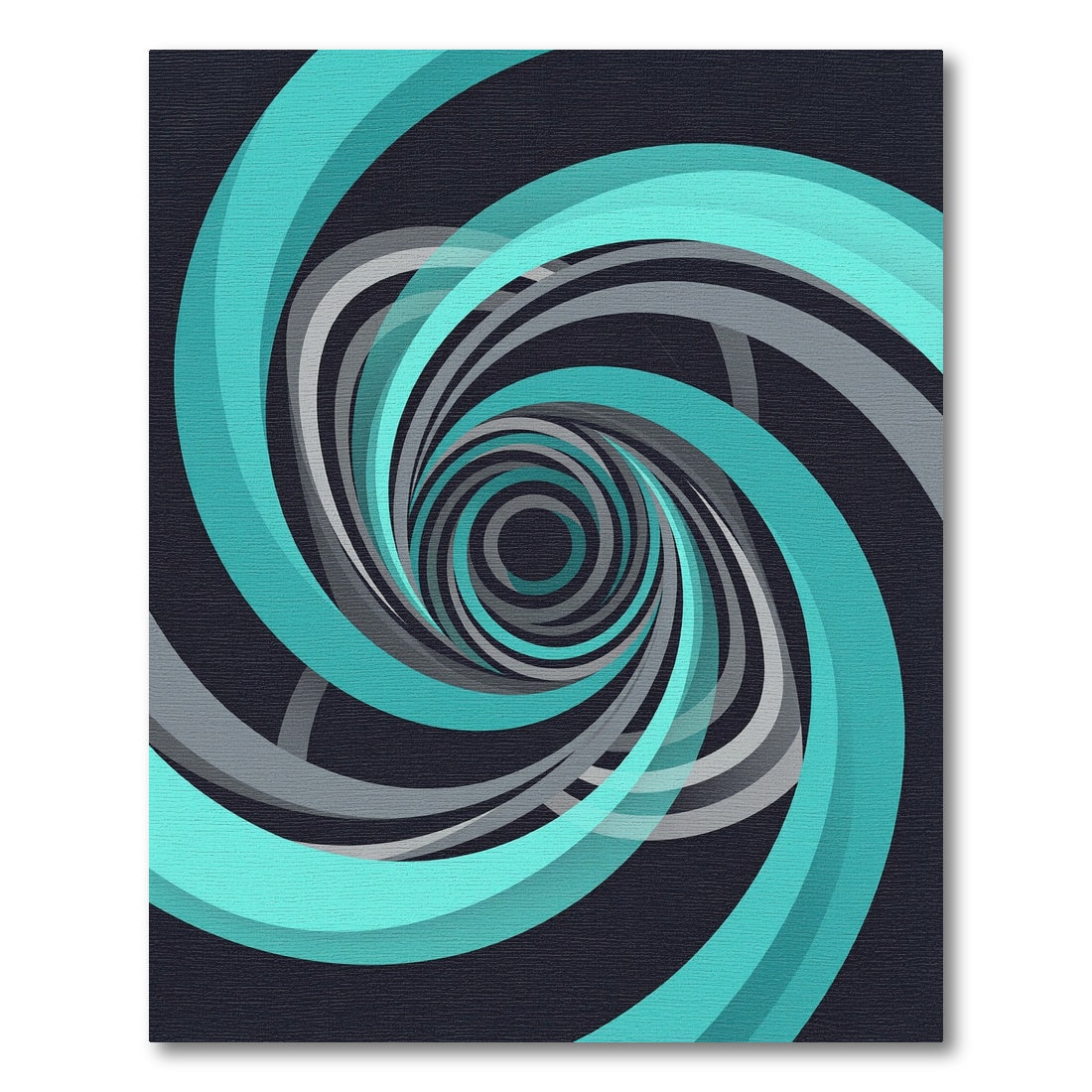 Modern Teal and Gray Swirling Vortex Rug