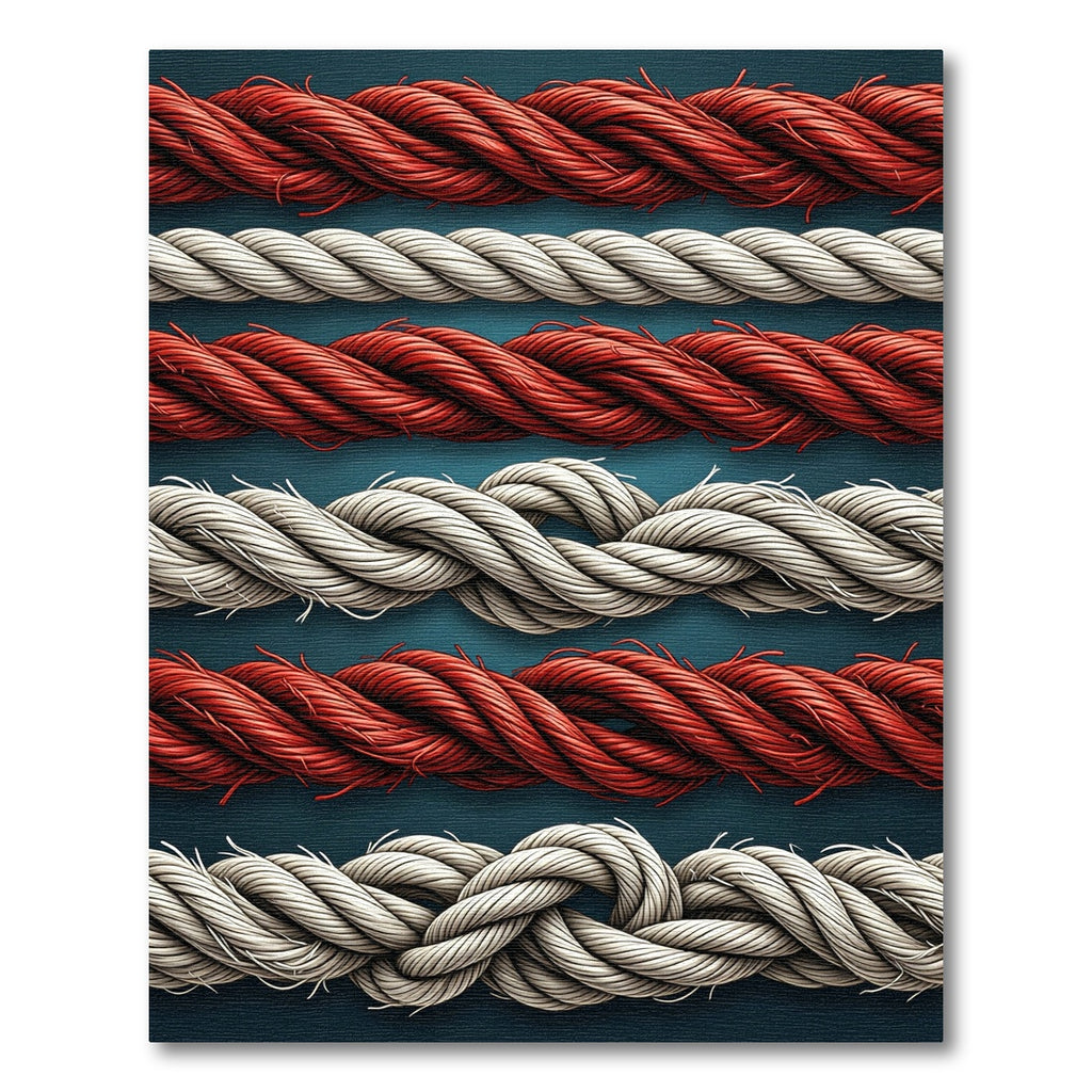 Red White Twisted Rope Stripes Rug