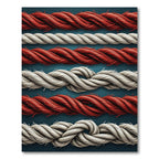 Red White Twisted Rope Stripes Rug