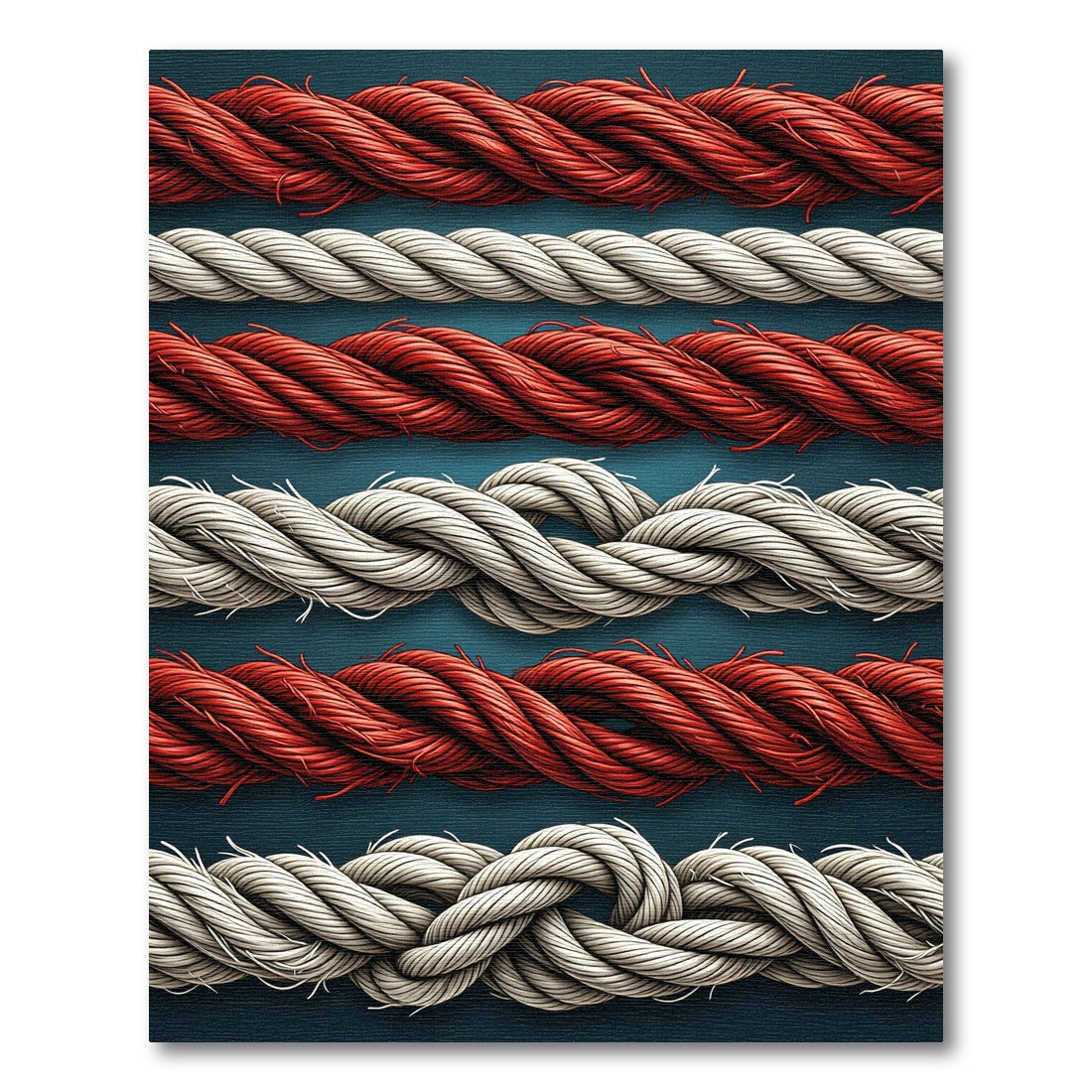 Red White Twisted Rope Stripes Rug