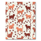 Whimsical Terracotta Cat and Paw Rug