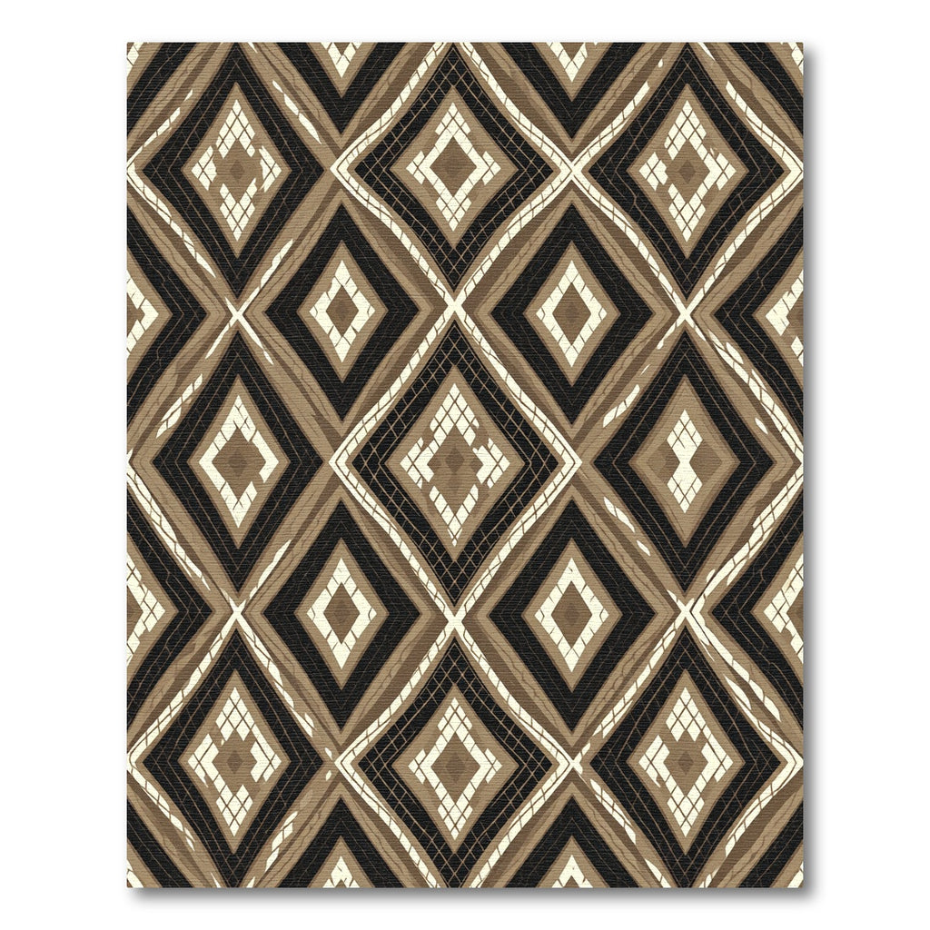 Neutral Earth Tone Geometric Diamond Grid Rug