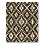 Neutral Earth Tone Geometric Diamond Grid Rug