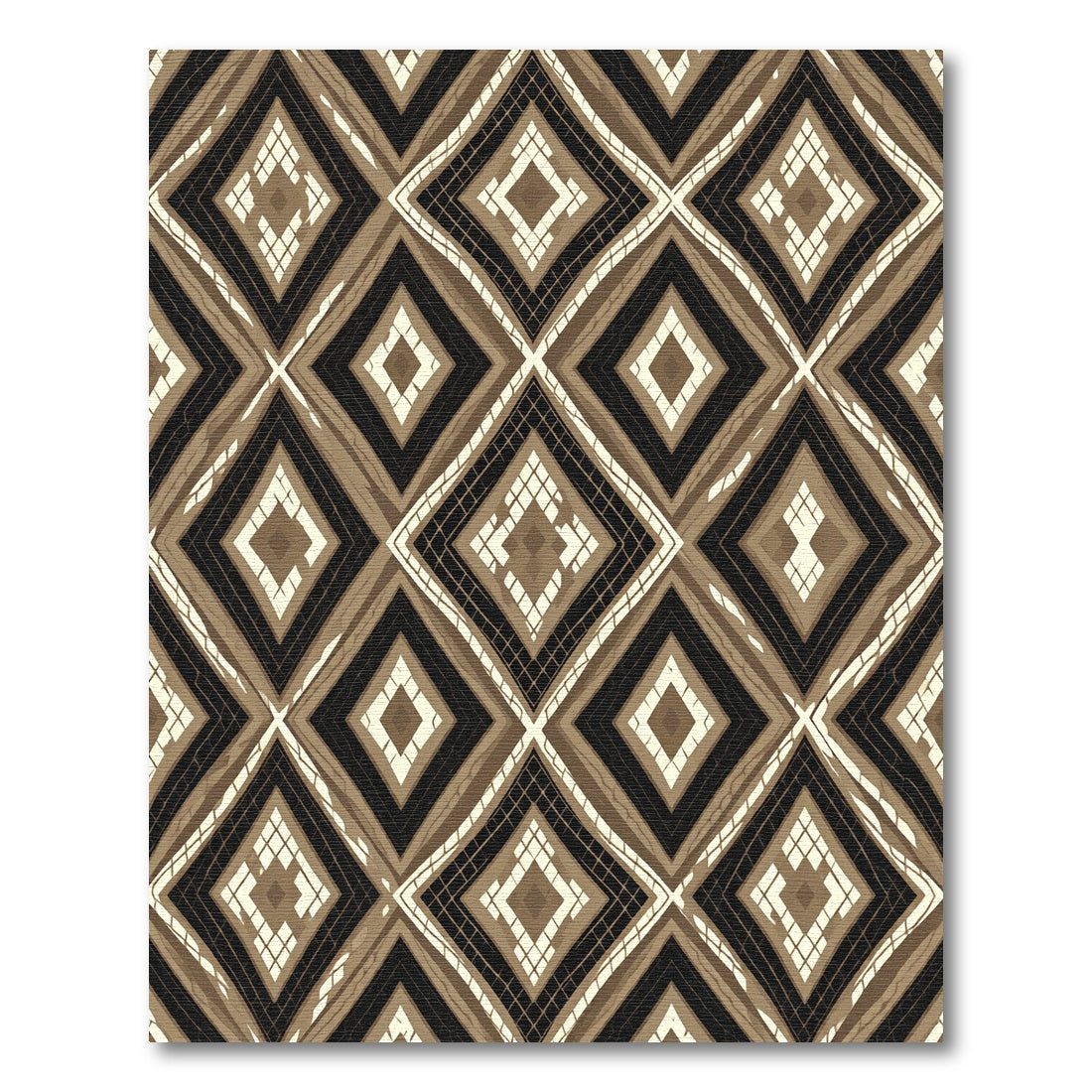 Neutral Earth Tone Geometric Diamond Grid Rug